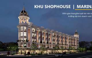 Khu shophouse Marina Aqua City tôn vinh vẻ đẹp kiến trúc sang trọng, đồng thời mở ra không gian kinh doanh sầm uất ngay tâm điểm giao thương ven sông.