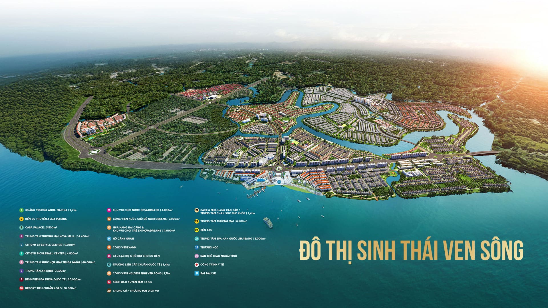 Mặt bằng tiện ích Aqua City kiến tạo chuẩn sống thượng lưu với cảnh quan ven sông, công viên xanh và chuỗi đặc quyền nghỉ dưỡng dành riêng cho cộng đồng cư dân tinh hoa.