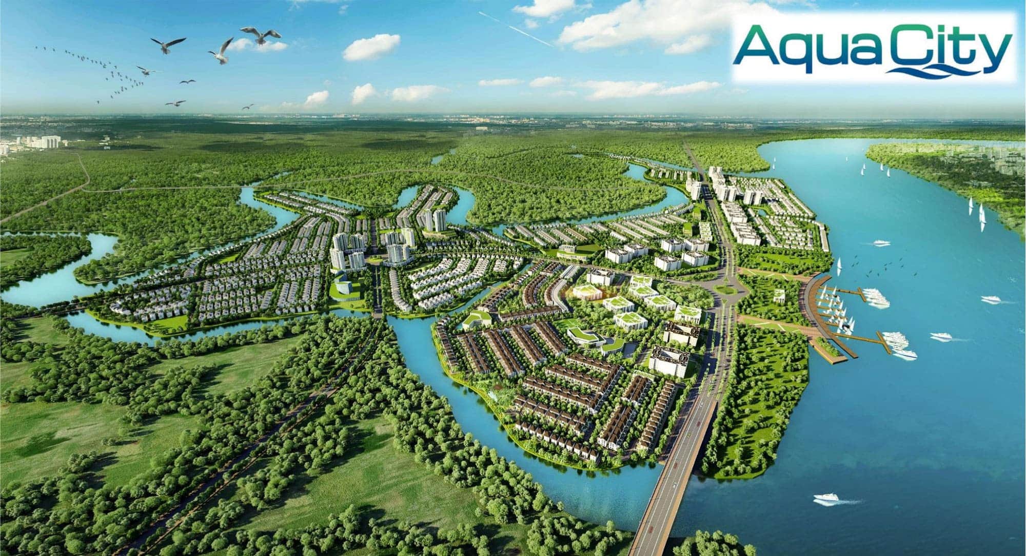 Vị trí Aqua City tôn vinh giá trị đô thị sinh thái khi vừa kết nối thuận tiện Thành phố Hồ Chí Minh vừa hưởng trọn không gian ven sông giàu tiềm năng.